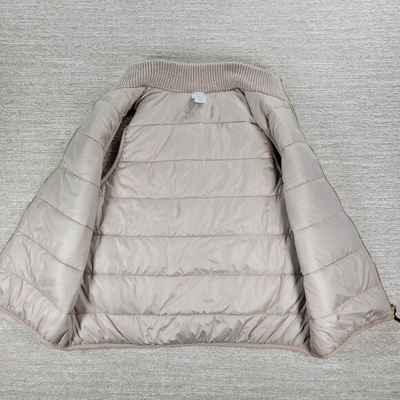 Joie Reversible Cable Knit Puffer Vest Women’s M Beige Oatmeal Zip Mock Neck - Picture 4 of 16